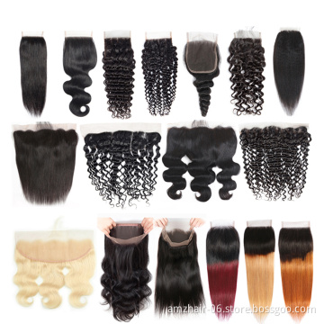 Brazilian virgin Human Hair Transparent 5x5 Lace Closure Frontal Cheap HD 13x4 13x6 360 Lace Frontal Closure Pre Plucked